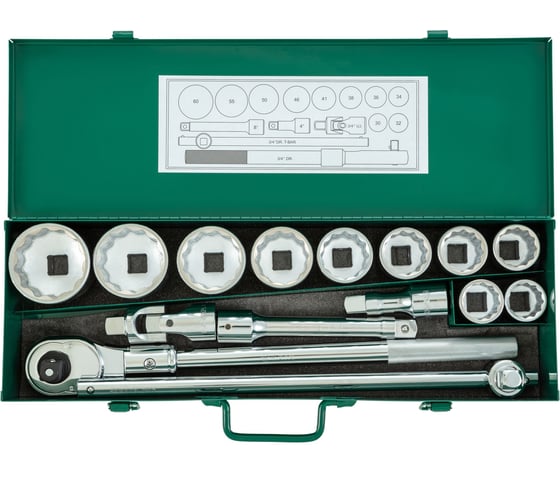 Изображение товара Набор торцевых головок с принадлежностями, 15 шт,  3/4 DR,  SATA 09015