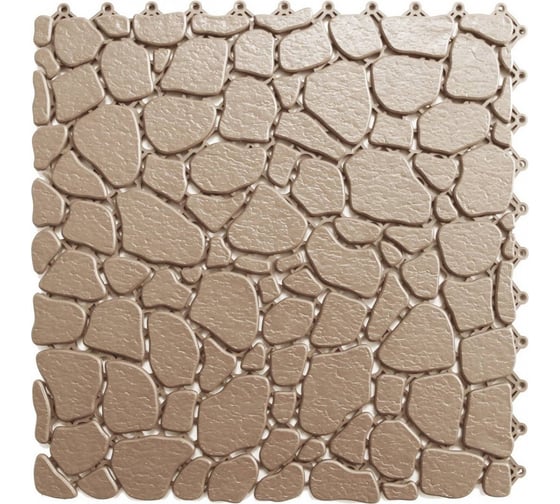 Изображение товара Антискользящий модульный коврик для ванной ПластФактор Aqua Stone набор из 6 модулей, цвет бежевый 4630027112736