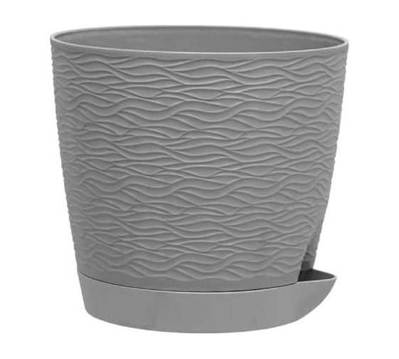 Изображение товара Кашпо bmc КШ-9782 Блюз с поддоном Серый диам. 14 см, высота 13 см, 1.5 л 068475