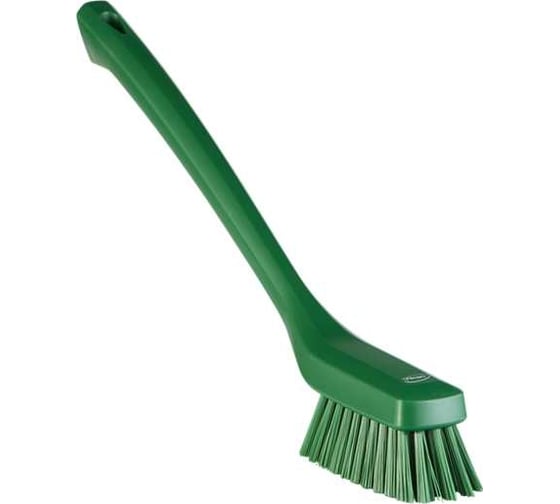 Изображение товара Узкая чистящая щетка с длинной ручкой Vikan 420 мм, жесткий ворс, зеленый цвет 41852