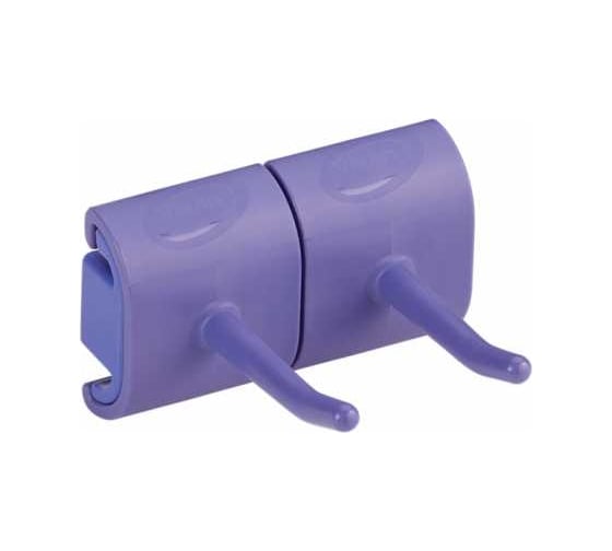 Изображение товара Гигиеничное настенное крепление и двойной крюк Vikan 83 мм, фиолетовый цвет 10148