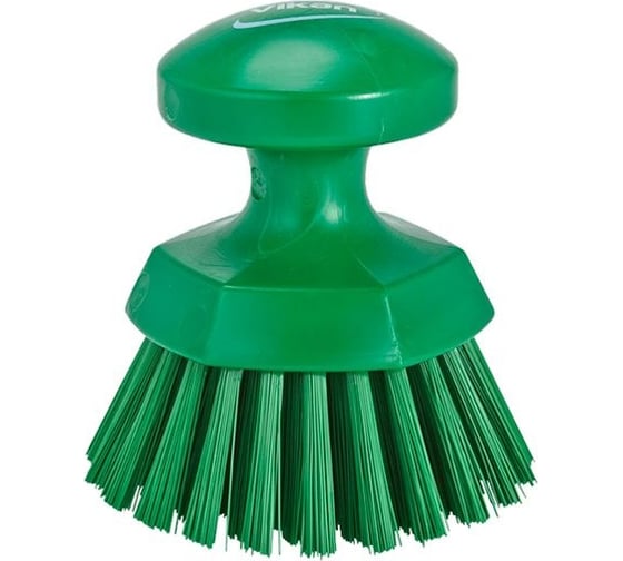 Изображение товара Ручная щетка Vikan круглая, жесткая, D110 мм, жесткий ворс, зеленый 38852