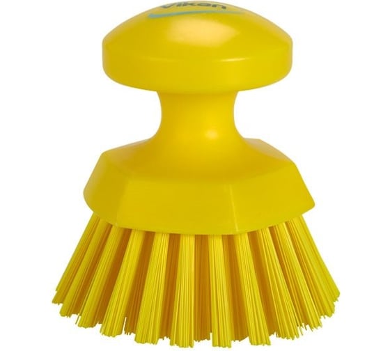 Изображение товара Ручная щетка Vikan круглая, жесткая, D110 мм, жесткий ворс, желтый 38856