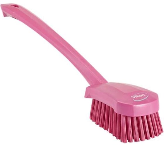 Изображение товара Щетка для мытья Vikan с длинной ручкой, 415 мм, жесткий ворс, розовый 41861