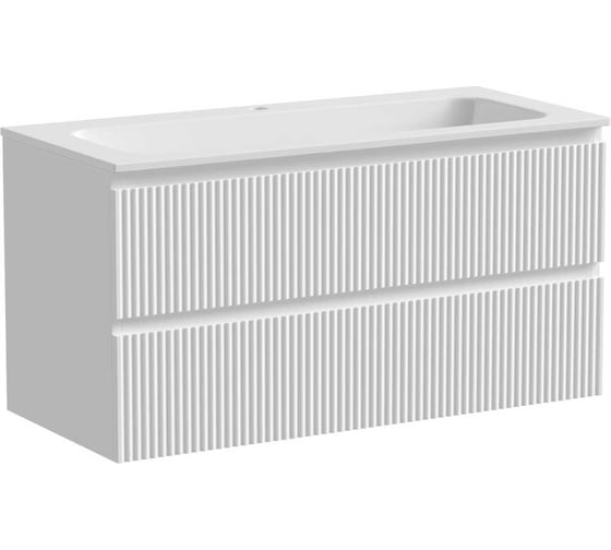 Изображение товара Подвесная тумба Sancos Snob R 995x445x500 мм, c двумя ящиками, оснащенными доводчиками, Bianco SNR100W