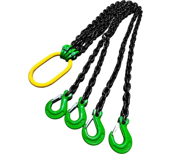 Изображение товара Цепной четырехветвевой строп ТРАСТ 4СЦ 11,5 т, 4000 мм, с увеличенным звеном для автокрана 8 класс 4687203238629