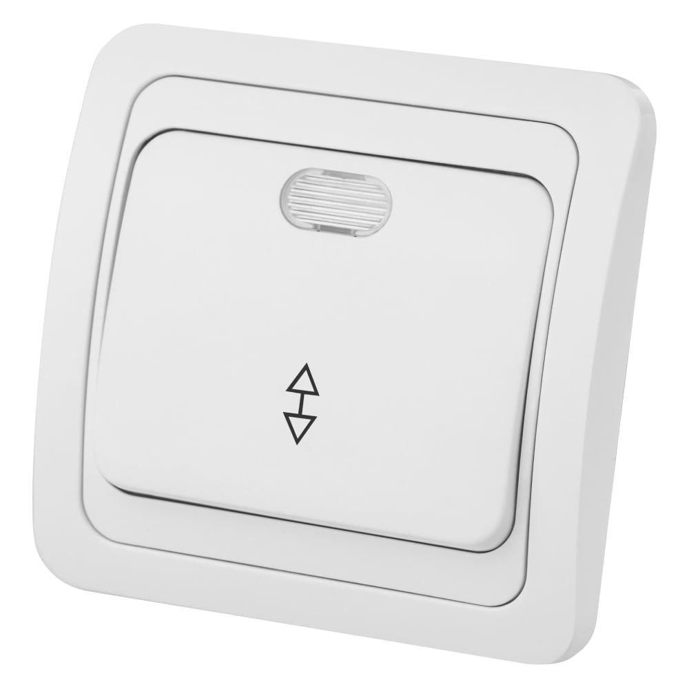 Изображение товара Проходной переключатель TDM ELECTRIC Валдай с подсветкой белый 1 клавиша 10А