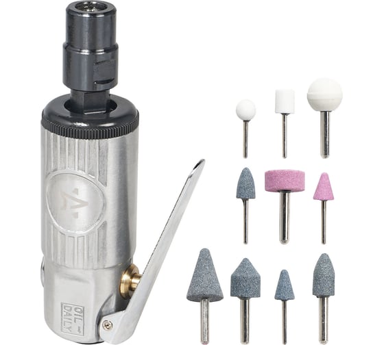 Изображение товара Пневматическая прямая шлифовальная машинка Airline МИНИ с оснасткой 16 предметов, кейс ATBR040