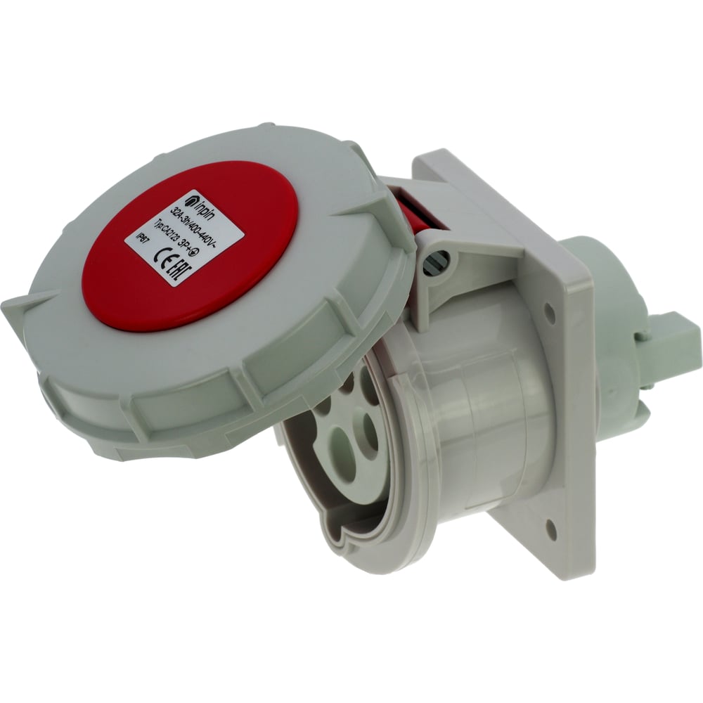 Изображение товара Встраиваемая прямая контейнерная розетка INPIN 32A/400V/3P+E/IP67/3h, CA2123
