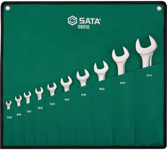 Изображение товара Набор рожковых ключей SATA 10 шт, чехол 08010