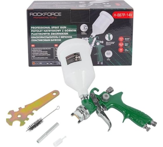 Изображение товара Краскораспылитель с верхним пластиковым бачком ROCKFORCE RF-H-887P-14V
