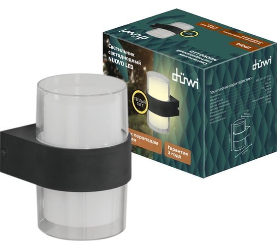 Изображение товара Настенный накладной светильник duwi NUOVO LED 6Вт ABS пластик 3000К IP54 черный 24778 8