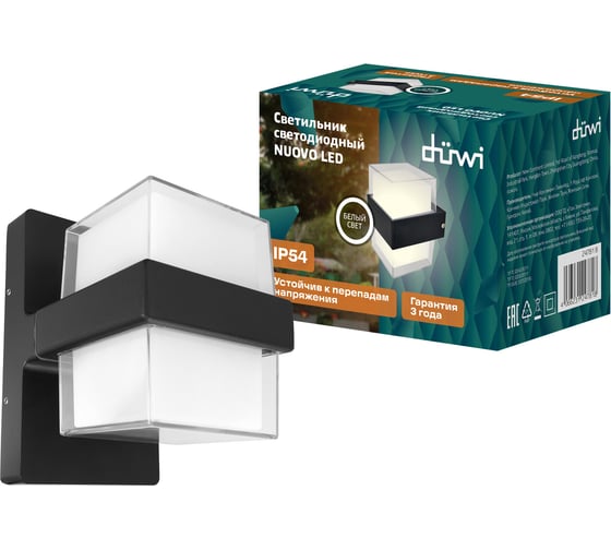 Изображение товара Настенный накладной светильник duwi NUOVO LED 6Вт ABS пластик 4200К IP 54 черный 24781 8