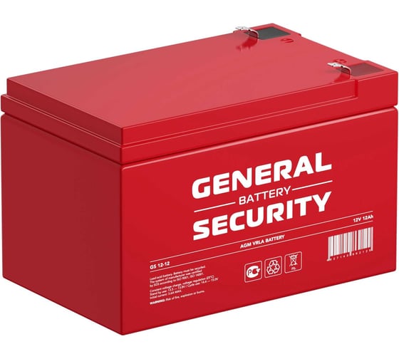 Изображение товара Аккумуляторная батарея General Security GS12-12 12В, 12 Ач УТ-00000508
