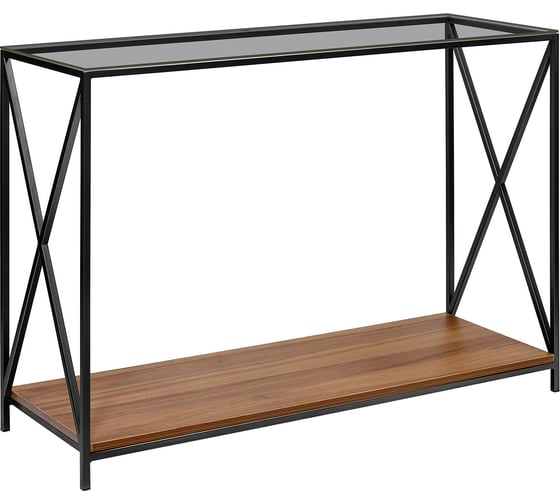 Изображение товара Консоль GreenWeen GARDA 1100x400x820, черный каркас, столешница тонированное стекло, ЛДСП, орех GW-KONS-GARDA-1100B-GW