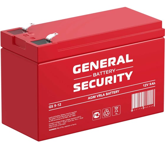 Изображение товара Аккумуляторная батарея General Security GS9-12 F2 12В, 9 Ач УТ-00001899