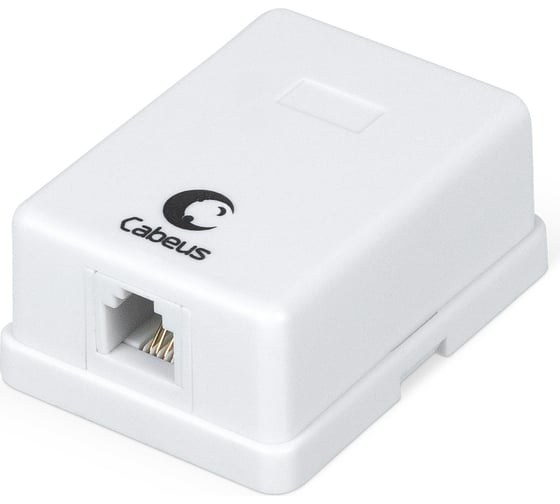 Изображение товара Одинарная внешняя телефонная розетка RJ-12(6P4C) Cabeus белая WS-6P4C-TEL-1