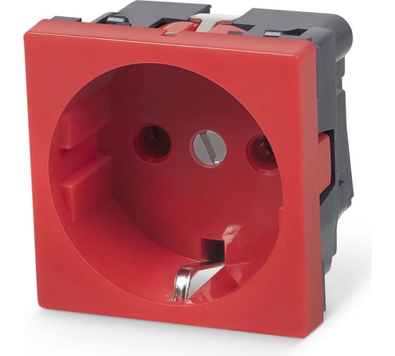 Изображение товара Электрическая розетка Cabeus Mosaic 45x45, нем. ст., 2K+3, 16A, красная (в сборе) ME45-RD