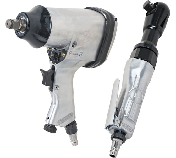 Изображение товара Пневматический ударный гайковерт и трещотка Airline 1/2"DR 312Нм, 1/2"DR 61Нм, с головками 17 предметов, кейс ATAZ100