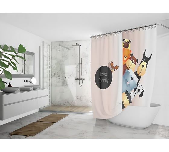 Изображение товара Штора в ванную комнату Dasch 180x200 La Vita DIGITAL Пушистая семья 11477