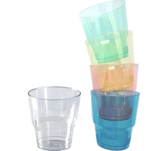 Изображение товара Стакан EUROHOUSE Кристалл, 6 шт, 200 мл, полистирол, цвета в ассортименте 15481