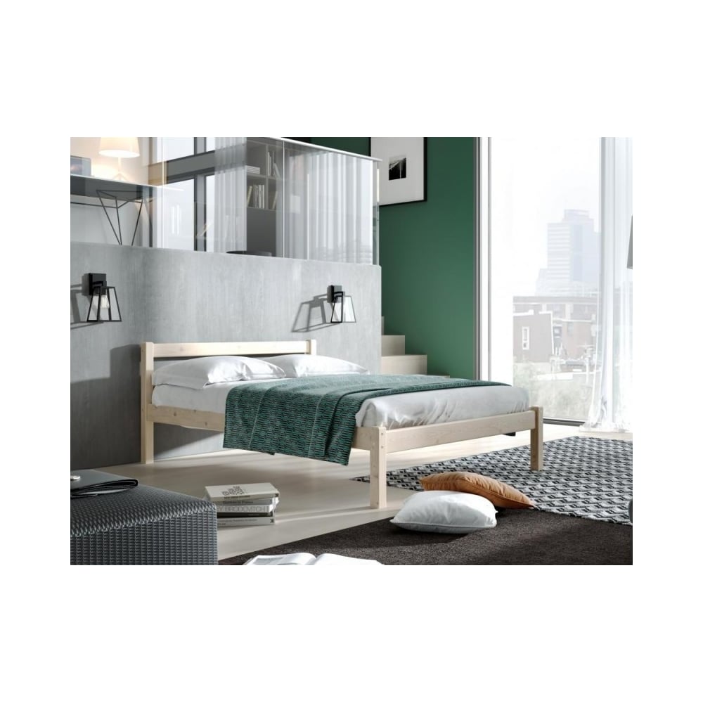 Кровать Мебельград двуспальная кровать лео с каркасом под балдахин 120×190 см массив сосны без покрытия