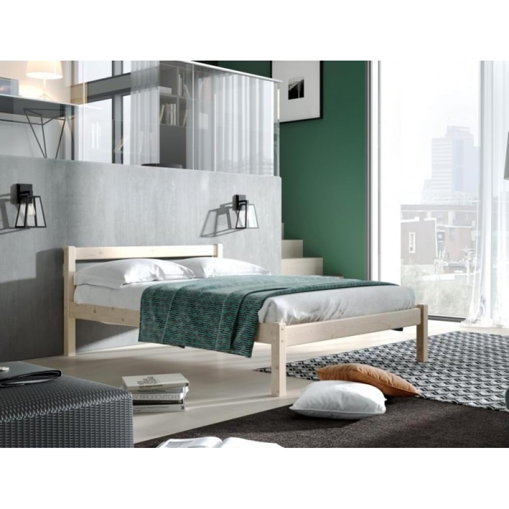 Кровать Мебельград двуспальная кровать лео с каркасом под балдахин 160×190 см массив сосны без покрытия