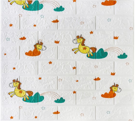 Изображение товара Мягкая самоклеящаяся 3D панель LAKO Детская Единороги, рулон, 70x600 см LKD-87-04-NF20-RU