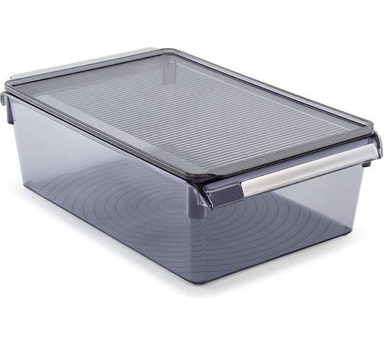 Изображение товара Контейнер для холодильника или шкафа PRIMANOVA с крышкой, прозрачный-чёрный, размер 32.5х20.5х10 см, материал акрил M-E27-40-25K