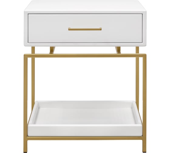 Изображение товара Тумба GreenWeen Karin, золотой каркас, верх МДФ Snow White, 500x375x620 GW-NS500-KARIN-G-MDF-SW