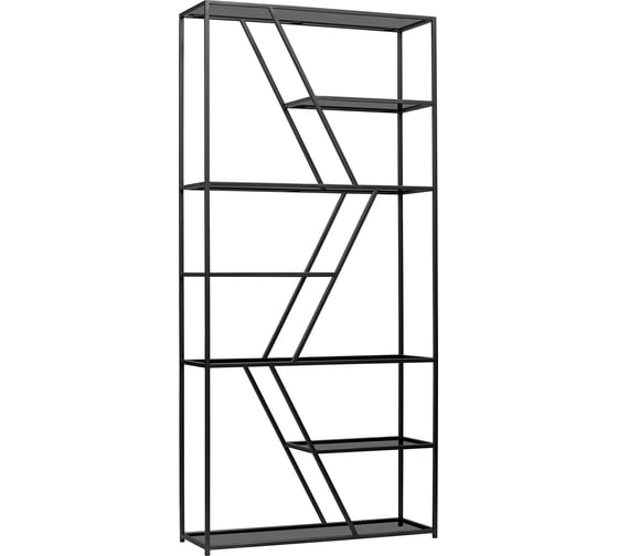 Изображение товара Стеллаж GreenWeen ARNETTA , черный каркас, полки тонированное стекло, 1920x900x300 GW-ANNET-B-G