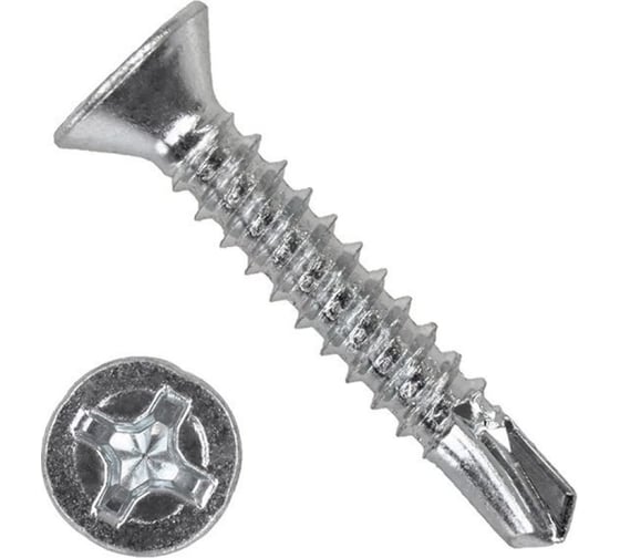 Изображение товара Саморез КВАДРА DIN 7504 P 4.2x32 цинк, коp. 1000 шт., потайной, шлиц PH2, сверло 504203211000