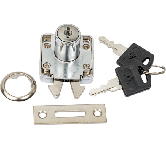 Изображение товара Мебельный замок ООО Комус стандарт 6202 для шкафов-купе, 2 ключа, ответная планка, крашенная сталь (13900) 1739093