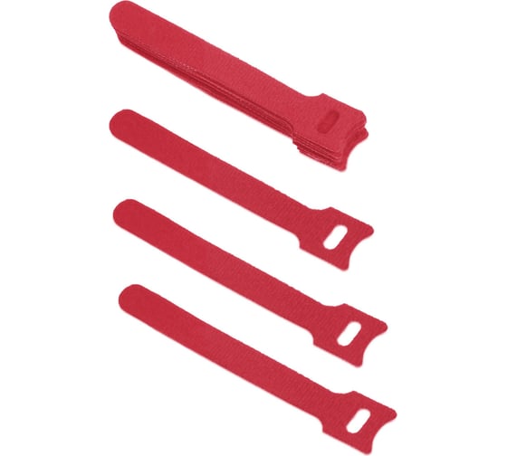 Изображение товара Хомут для кабеля Cabeus липучка с мягкой застежкой, 135x14 мм, красный, 10 шт. CLAMP-135-RD