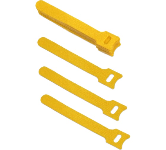 Изображение товара Хомут для кабеля Cabeus липучка с мягкой застежкой, 180x14 мм, желтый, 10 шт. CLAMP-180-YL
