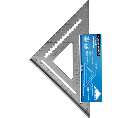 Изображение товара Столярный угольник плотника vertextools алюминий, 300мм 3040-300