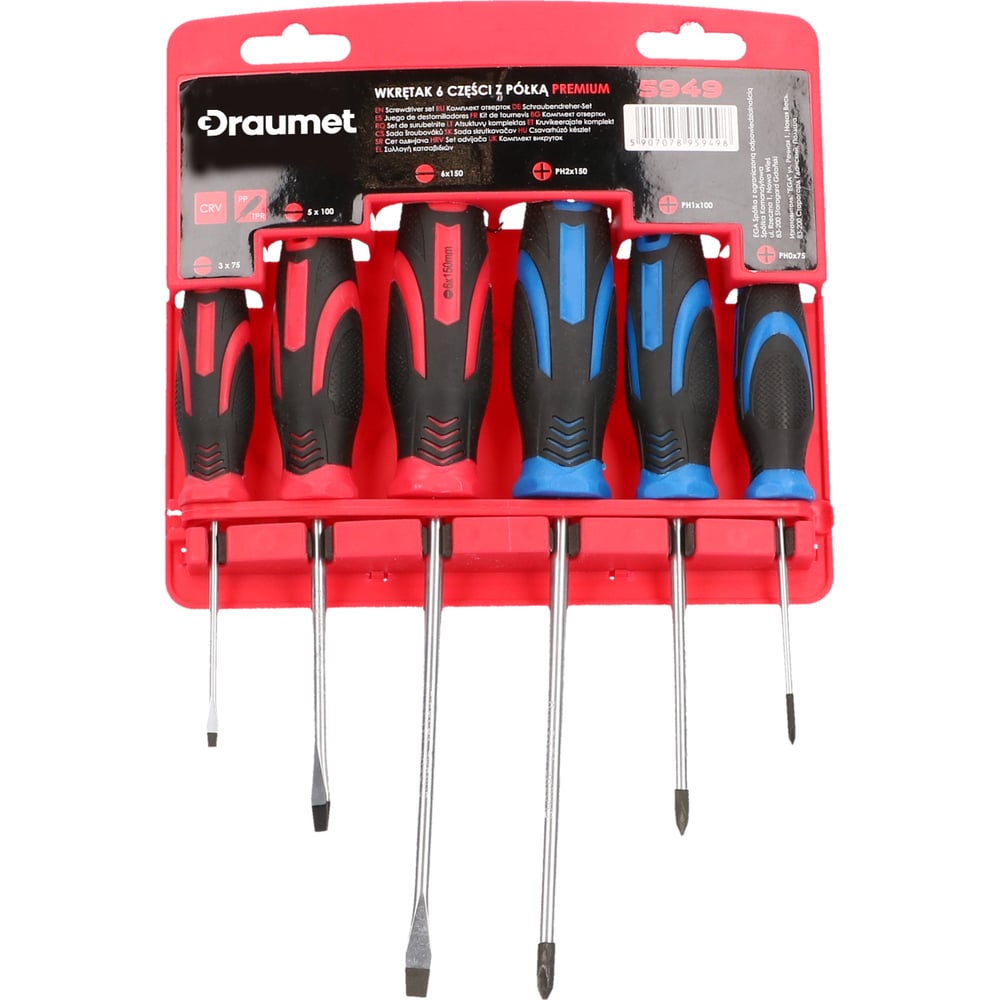 Изображение товара Отвертки DRAUMET 6 штук с подвесом комфортный и надежный набор