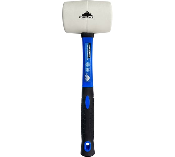 Изображение товара Киянка vertextools 450 г, белая резина, фибергласовая рукоятка 10-45-450