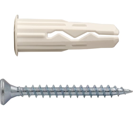 Изображение товара Универсальный нейлоновый дюбель ЕВРОПАРТНЕР белый, multi pro, 6x25 мм, шуруп multi, потайная голова, tx15, zn, 4x35 мм, бита tx, 30 шт. RB3 0131