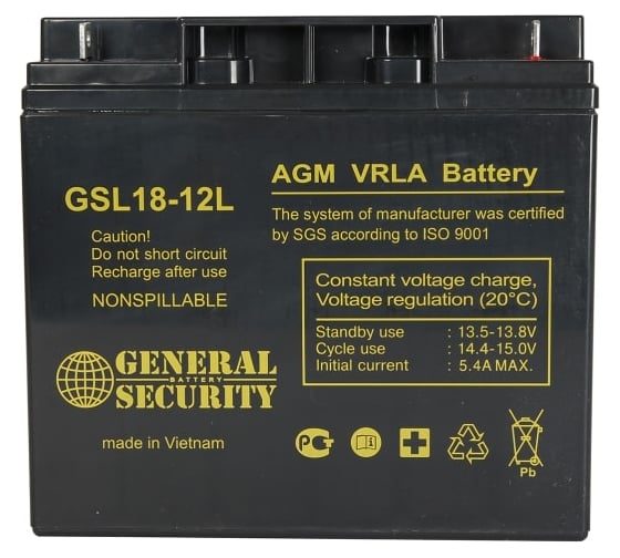 Изображение товара Аккумулятор для ИБП General Security GSL18-12L 12В, 18 Ач УТ-00000533
