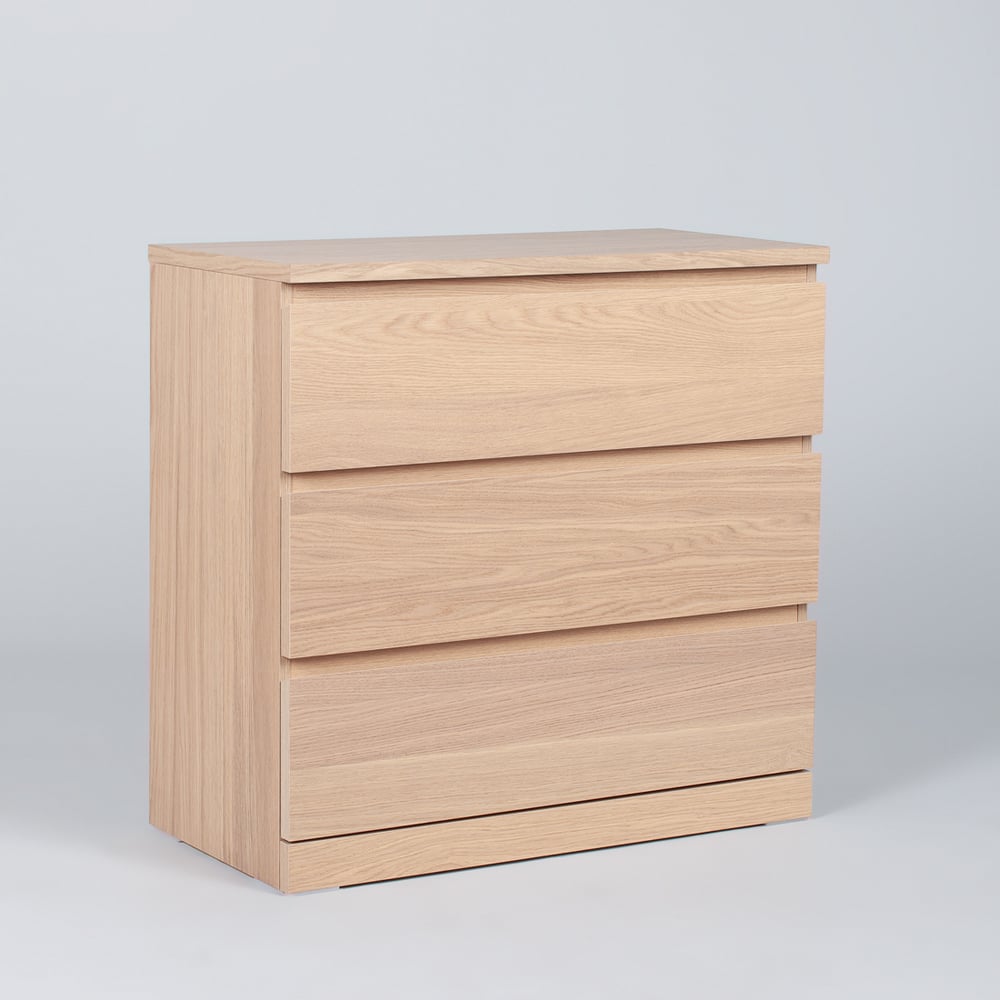 Изображение товара Комод Гуд ЛАКК Варма 3 ящика, размеры 80x78x40 см, шпон дуб, беленый