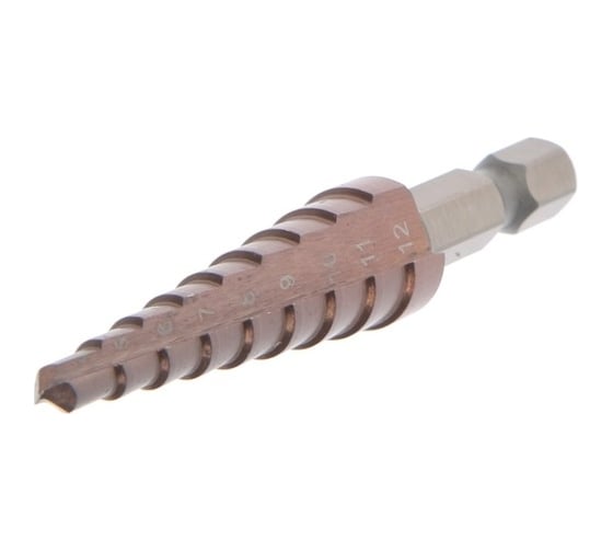 Изображение товара Сверло ступенчатое 4-12 мм, HSS-Co, 6-гранный хвостовик ТУНДРА 7546776