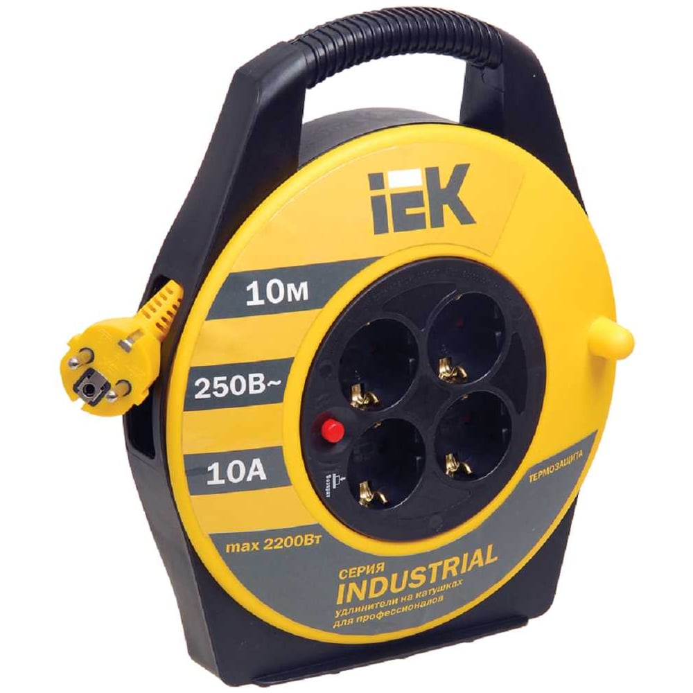 Изображение товара Удлинитель на катушке IEK 4х10м УК10 с термозащитой 3х1.0 Industrial WKP14-10-04-10 277734