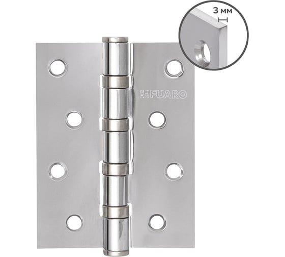 Изображение товара Универсальная петля FUARO HEAVY CP (хром) 100x75x3 мм (2 шт) IN4400U 46505