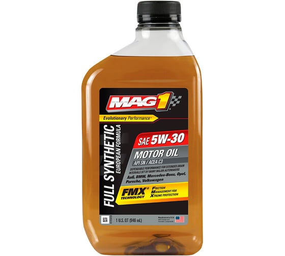 Изображение товара Синтетическое моторное масло MAG1 Full Synthetic FMX 5W-30 EURO Gas & Diesel Oil ACEA C-3, 946 мл MAG63278