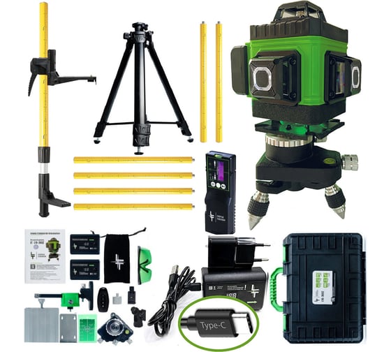 Изображение товара Профессиональный лазерный уровень LT L16-360Z + штатив 4.8 м + тренога 1.5 м усиленная + приемник (отражатель) лазерного луча L16-360Z/4.8м/1.5м-УС/ОТР
