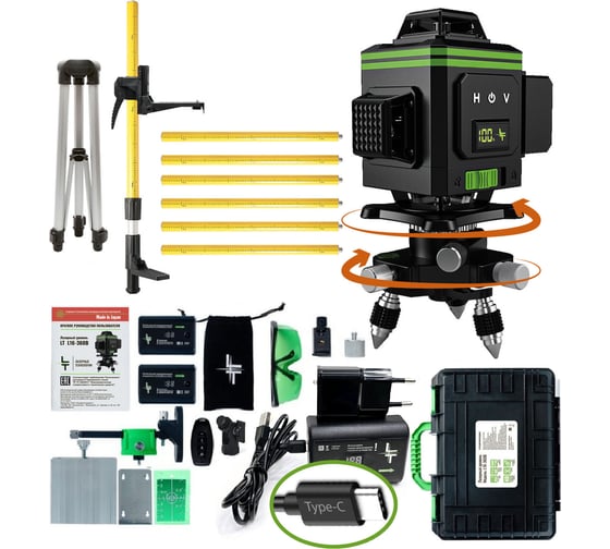 Изображение товара Профессиональный лазерный уровень LT L16-360B + штатив с треногой 4.8 м L16-360B/4.8м+