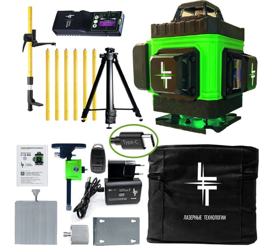 Изображение товара Профессиональный лазерный уровень LT L16-360A + штатив 4.8 м + тренога 1.5 м усиленная + приемник (отражатель) лазерного луча L16-360A/4.8м/1.5м-УС/ОТР