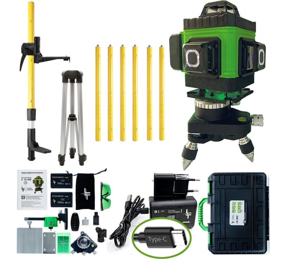 Изображение товара Профессиональный лазерный уровень LT L16-360Z + штатив с треногой 4.8 м L16-360Z/4.8м+