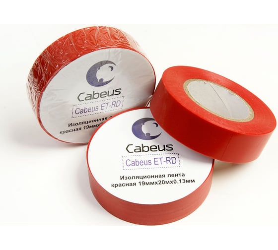 Изображение товара Изоляционная лента Cabeus красная, 19 мм х 20 м х 0.13 мм ET-RD